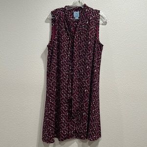 cece polka dot geometric print sleeveless dress with bow purple size 12